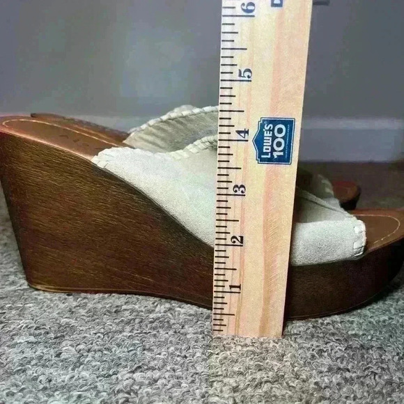 Mariella Women’s Leather Platform Wedge Beige Sandals Size 9.5 M Italian - Picture 2 of 6